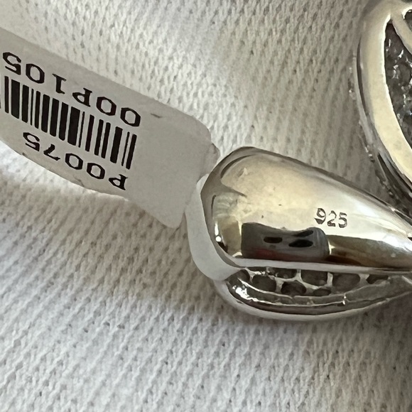 BRAND NEW CZ PAVE STERLING SILVER LARGE HEART PENDANT - Picture 7 of 9